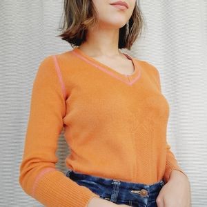 Orange pumpkin knit sweater